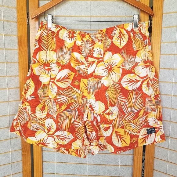 Men's L.L. Bean Supplex Sport Shorts Swim Trunks Mesh Lined Printed Size Large - Picture 2 of 10